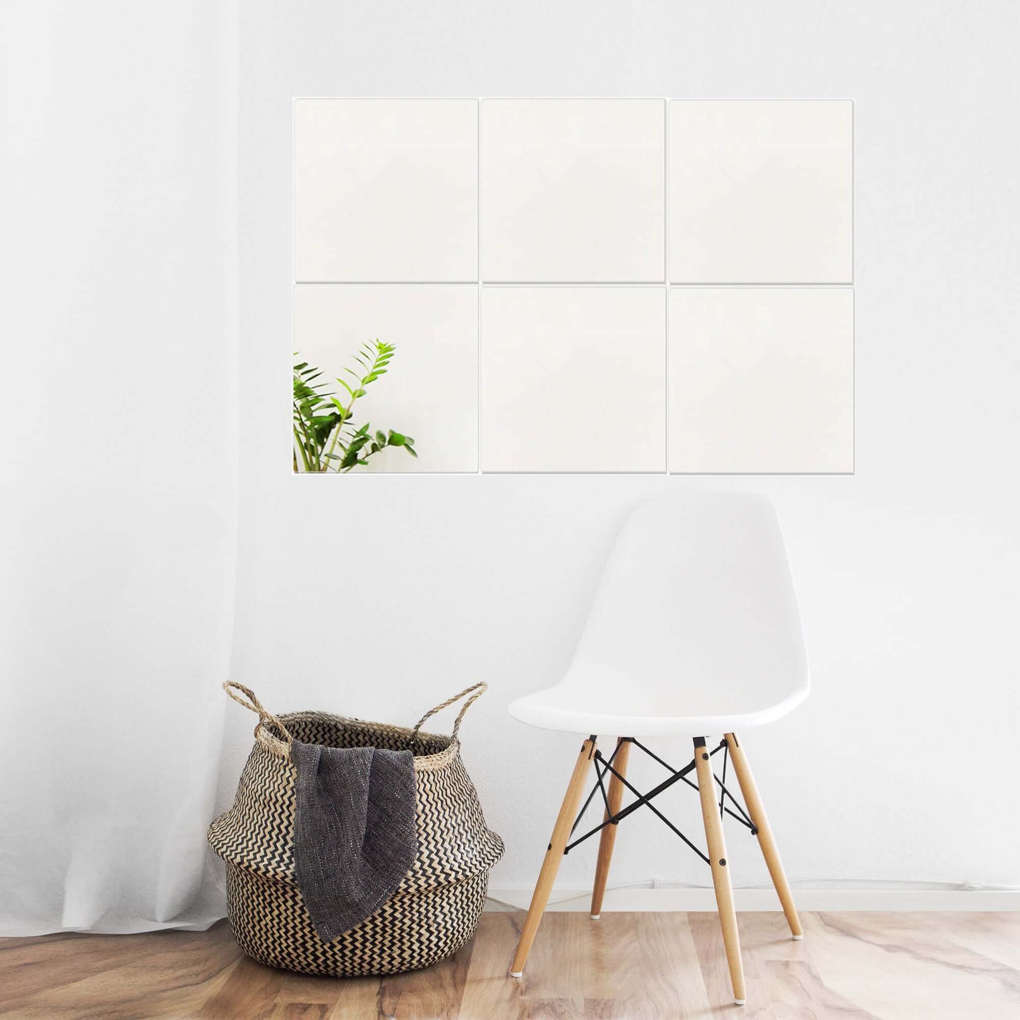 Kendall Self-Adhesive Silver Glass Mirror Tiles, Use as Full length Mirror  or Create your own Shape, Set of 6 Square Silver Mirrored Tiles, 260 x  260mm per tile at £13.00 only - Enki
